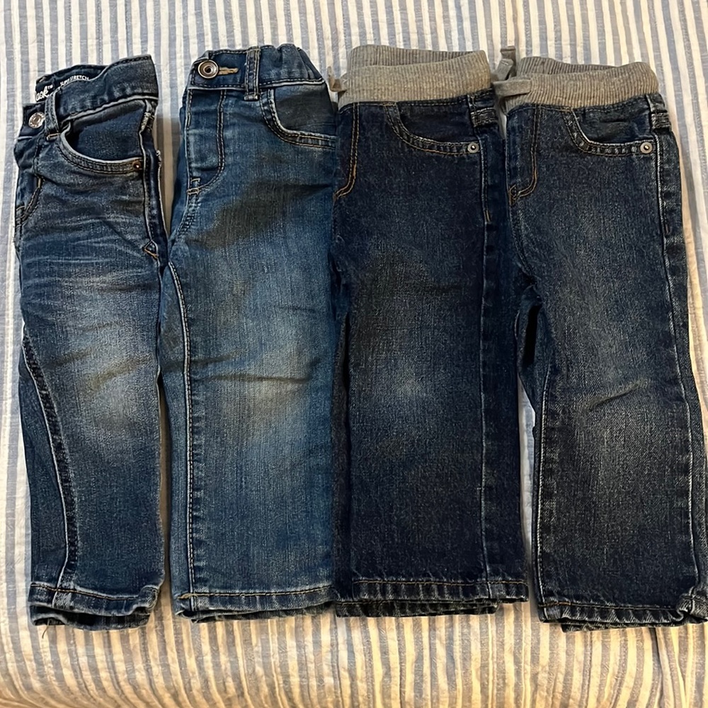 4 pairs of size 18M jeans, The Children’s Place and Cat and Jack brands